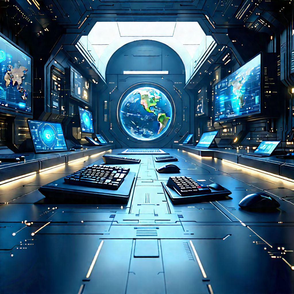Futuristic (digital:1.37) workspace