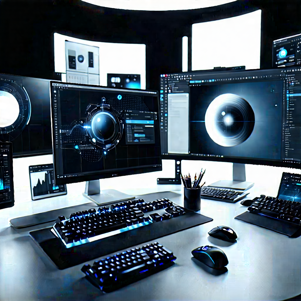 Futuristic digital workspace