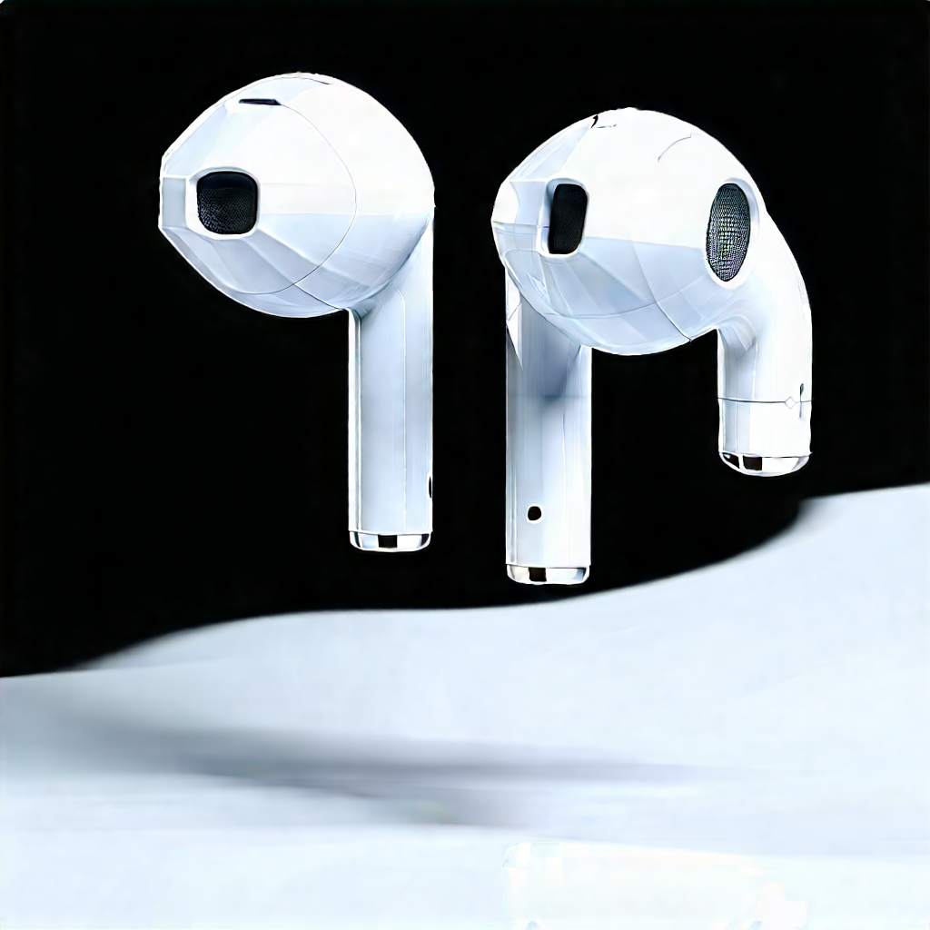 Wireless Earbuds With User Interface With White Apple