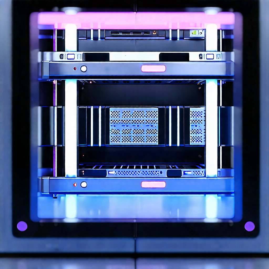 Server Rack With Neon Accents With Large, Blue,