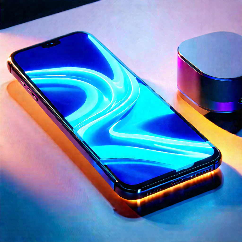 Smartphone With Glowing Screen With Cell Phone