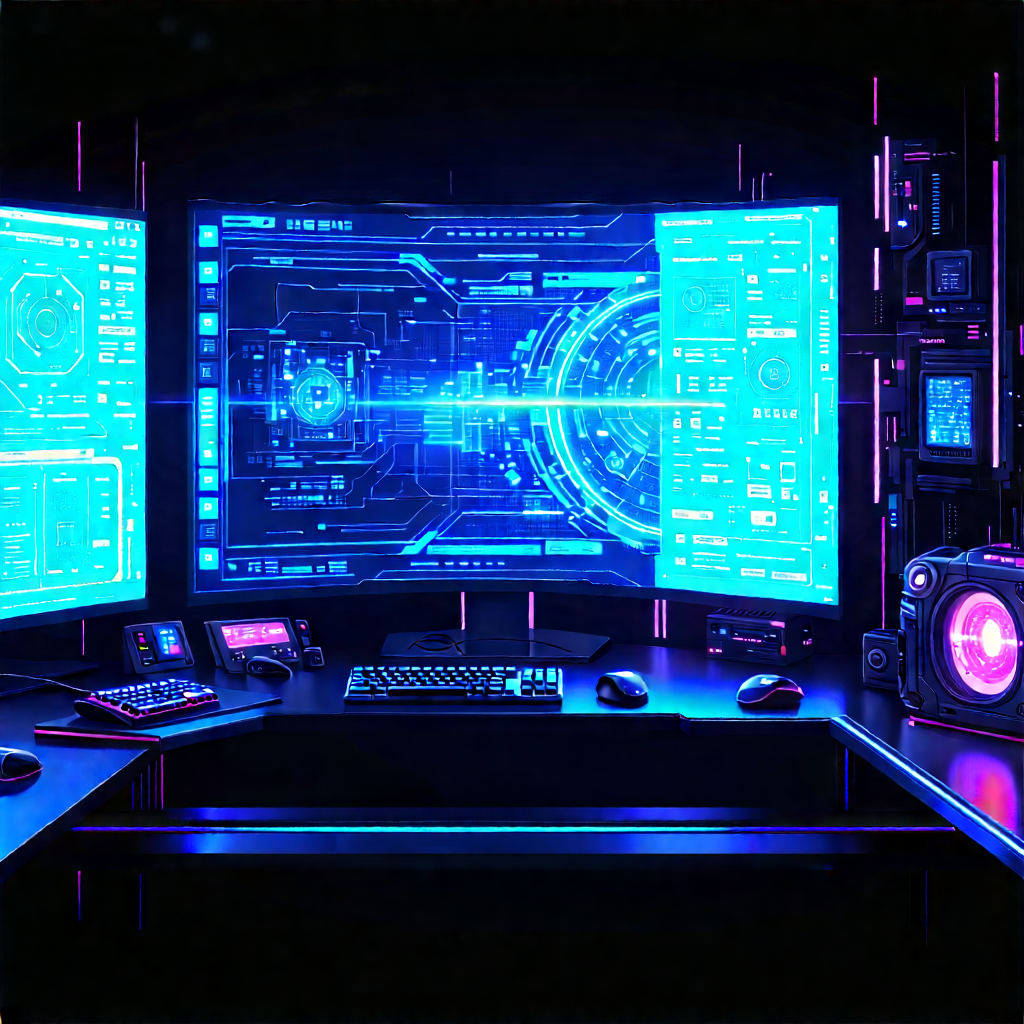 Futuristic digital workspace