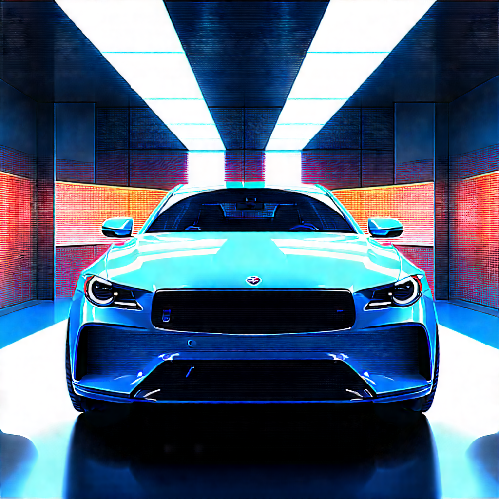 Automotive Technology In Manufacturing Facility With Blue Sports
