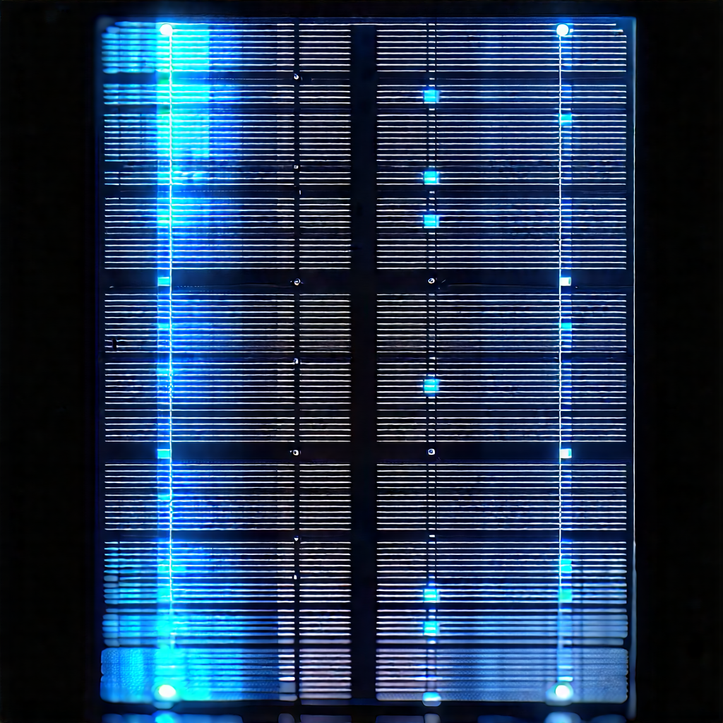 Solar Panel With Holographic Projection With Blue Light