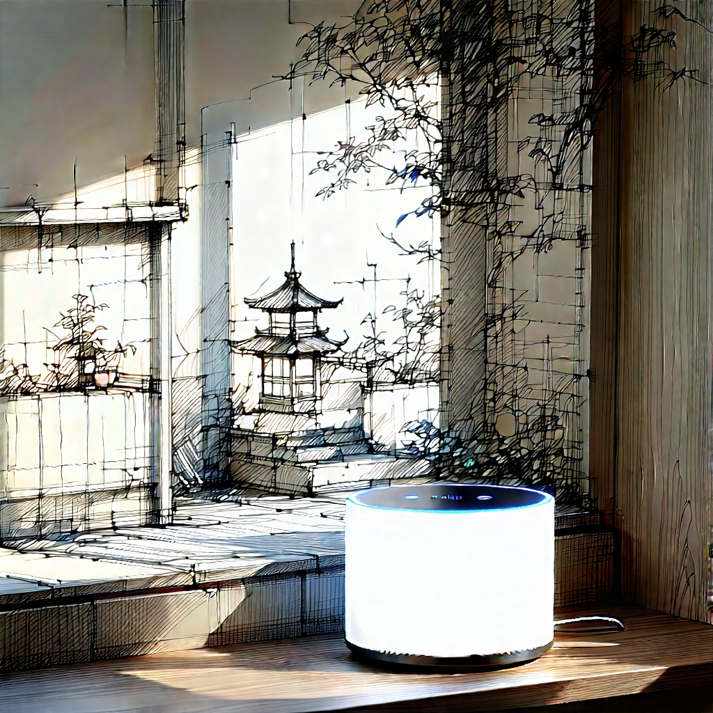 Smart Home Device With Streaming Content With White Blue