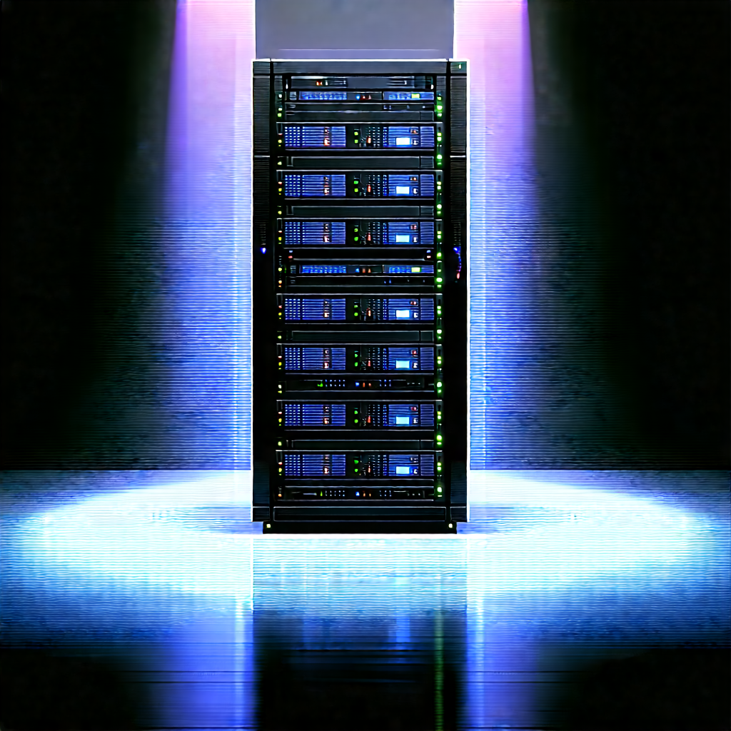 Server Rack With Holographic Projection With Large Black
