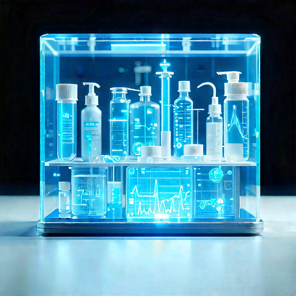 Healthcare Technology In Manufacturing Facility With Blue Display
