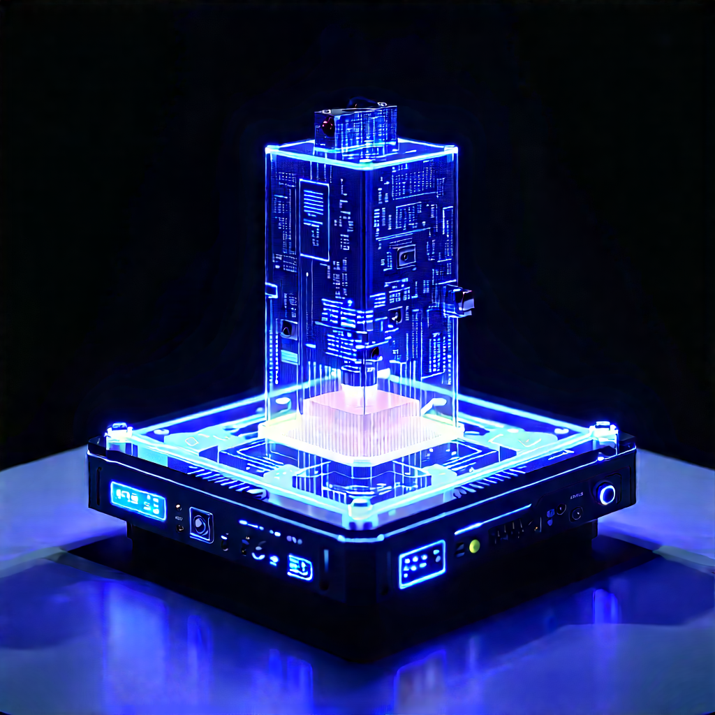 3d Printer With Data Streams With Blue Blue