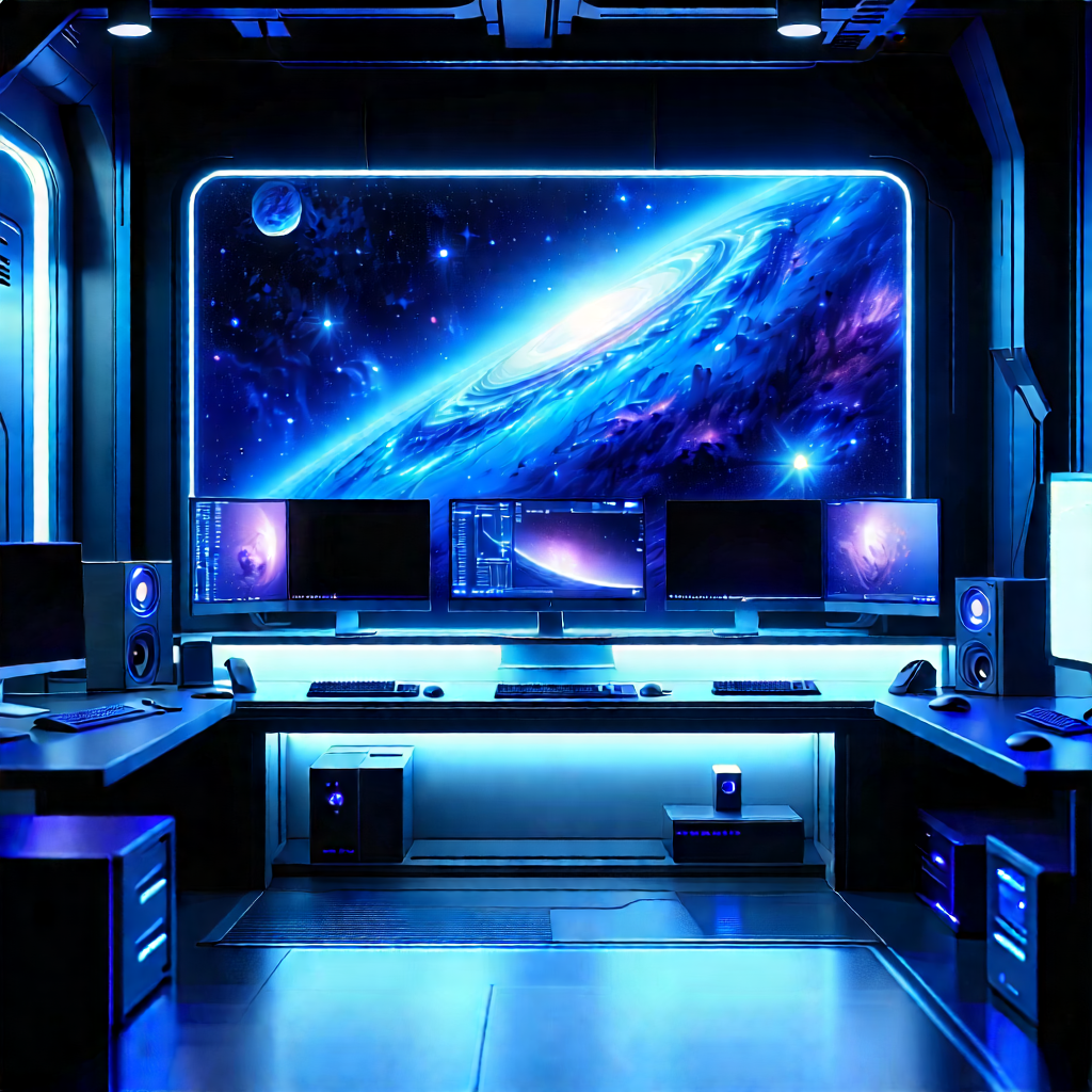 (futuristic:1.27) Tech Startup Office With Image, There