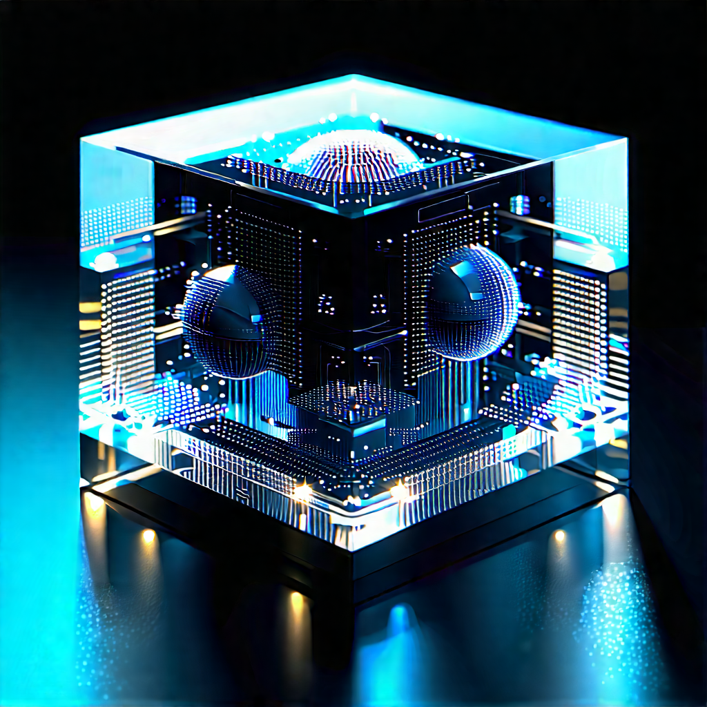 Quantum Computer With Digital Particles With Blue Black