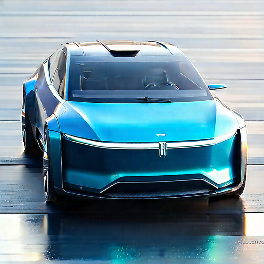 Innovative Electric Vehicle (design:1.16) With Blue Driving