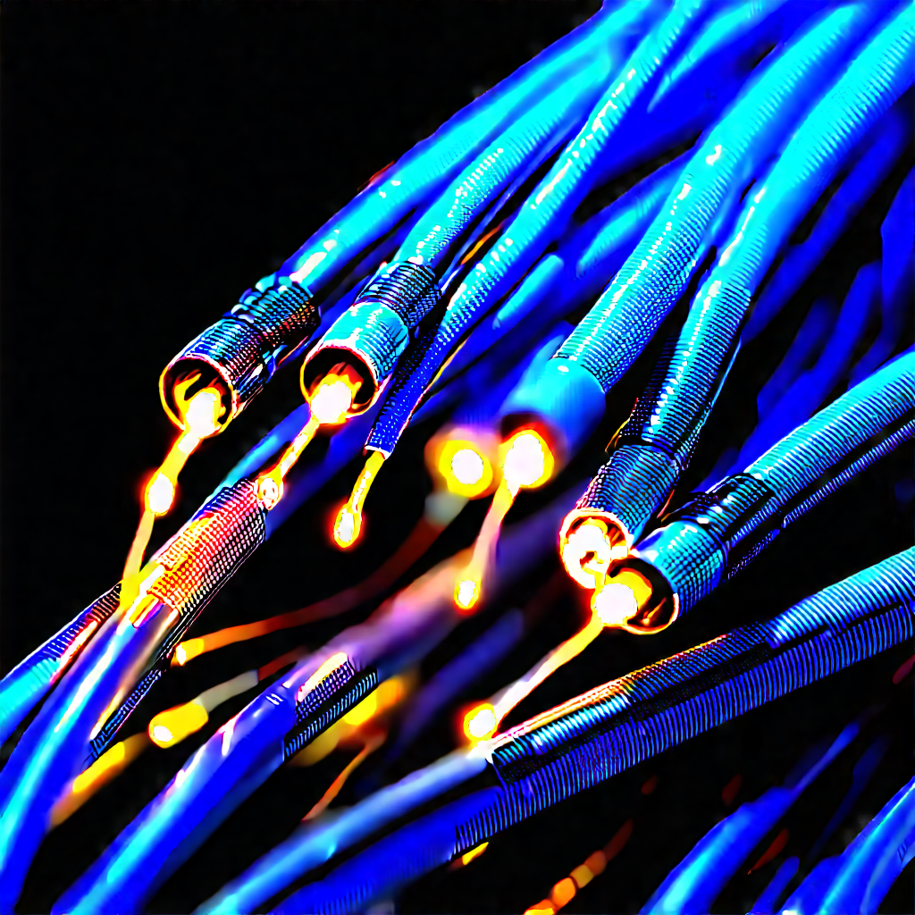 Close-up Of Fiber Optic Cables With Close-up Blue