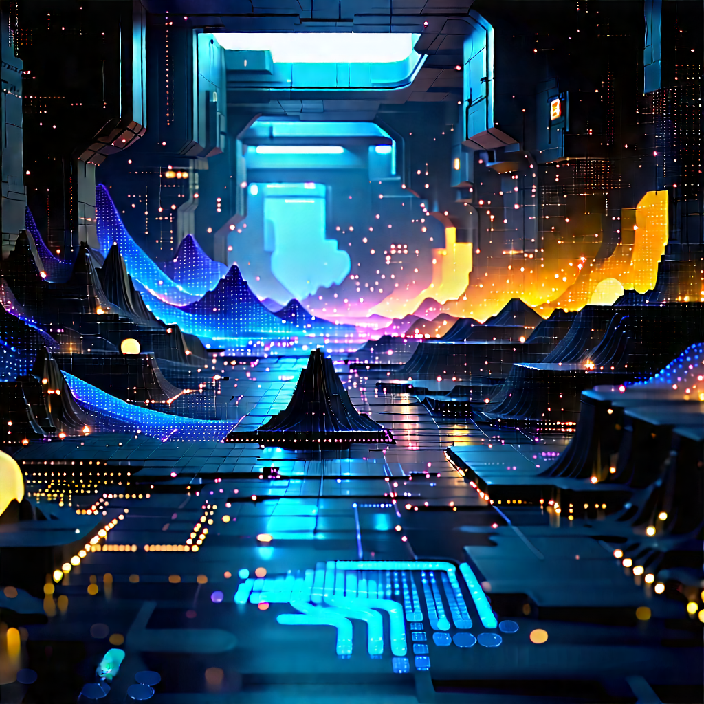Machine Learning Visualization With Futuristic Scene,