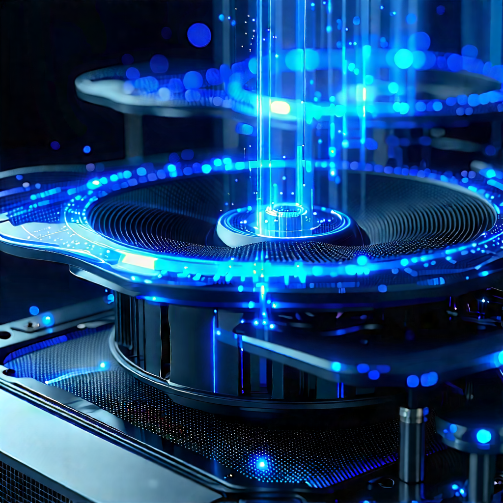 Close-up Of Cooling System With Blue Light