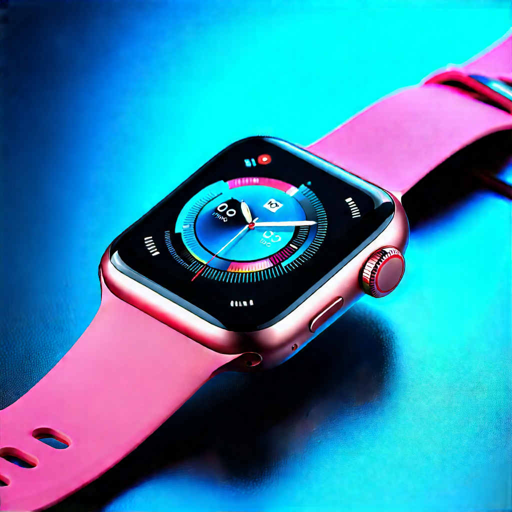 Smart Watch With Data Visualization With Pink Apple