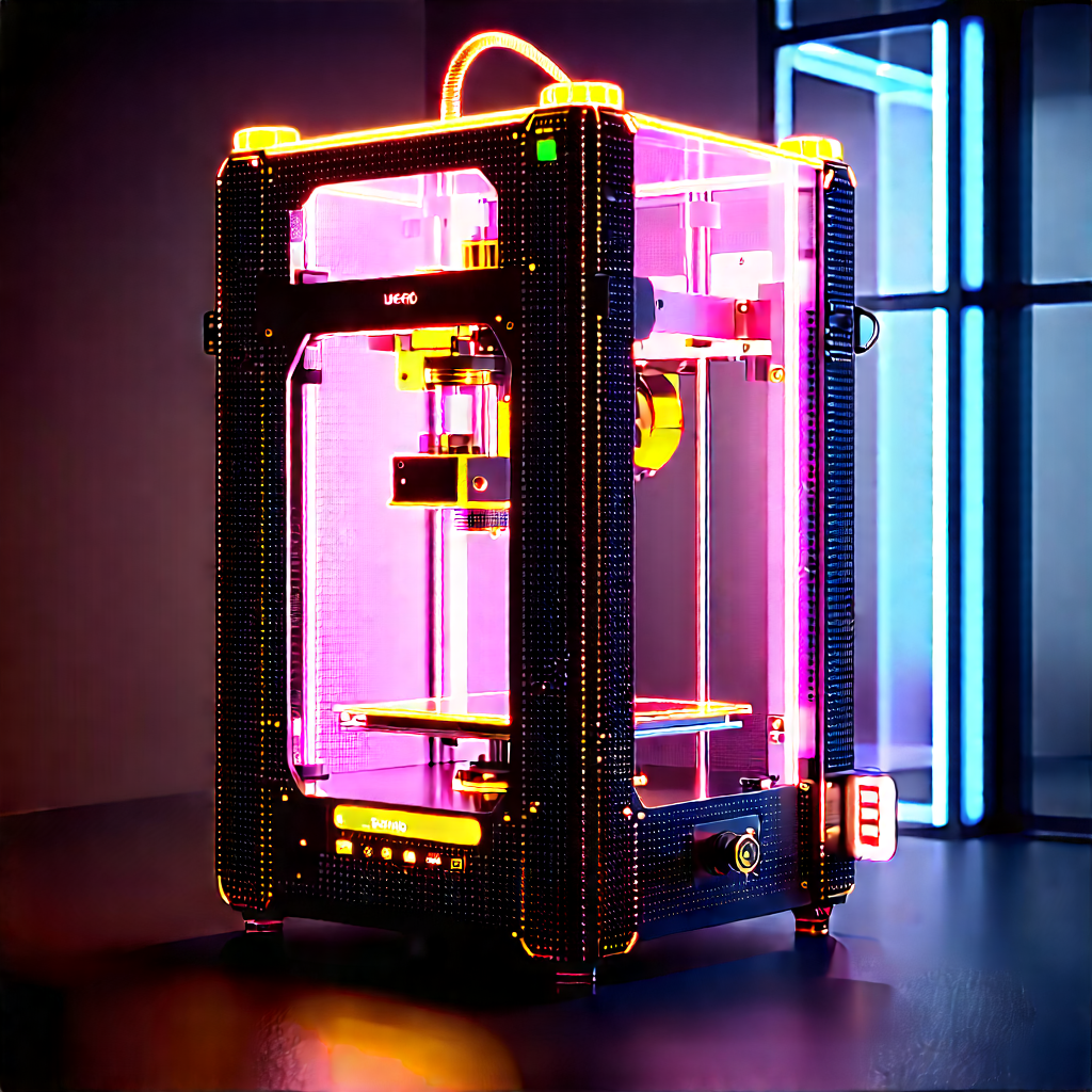 3d printer with neon accents
