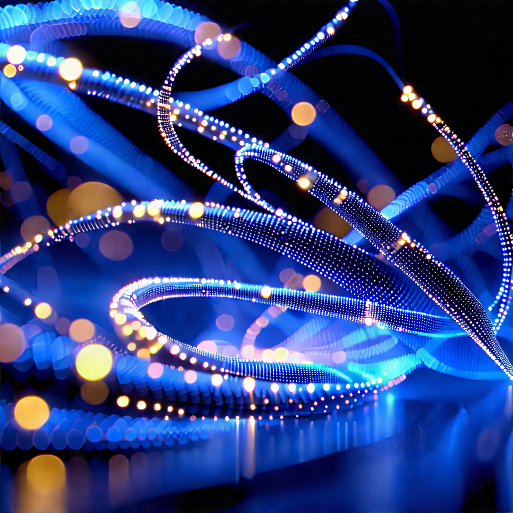 Close-up of fiber optic cables