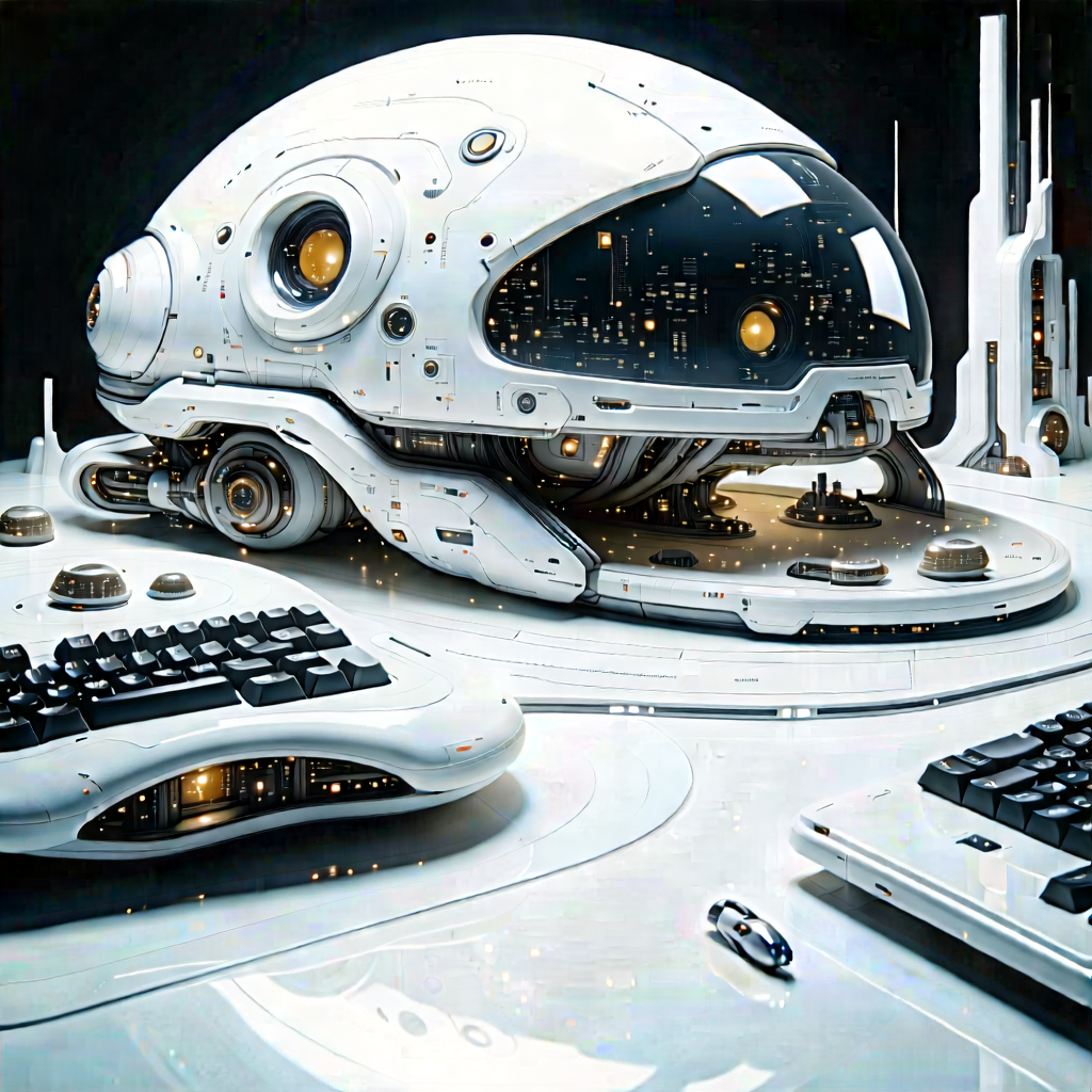 (futuristic:1.38) Digital Workspace With Image, There