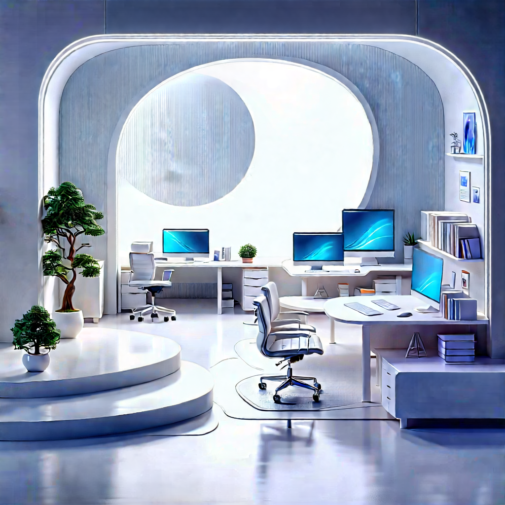 Futuristic tech startup office