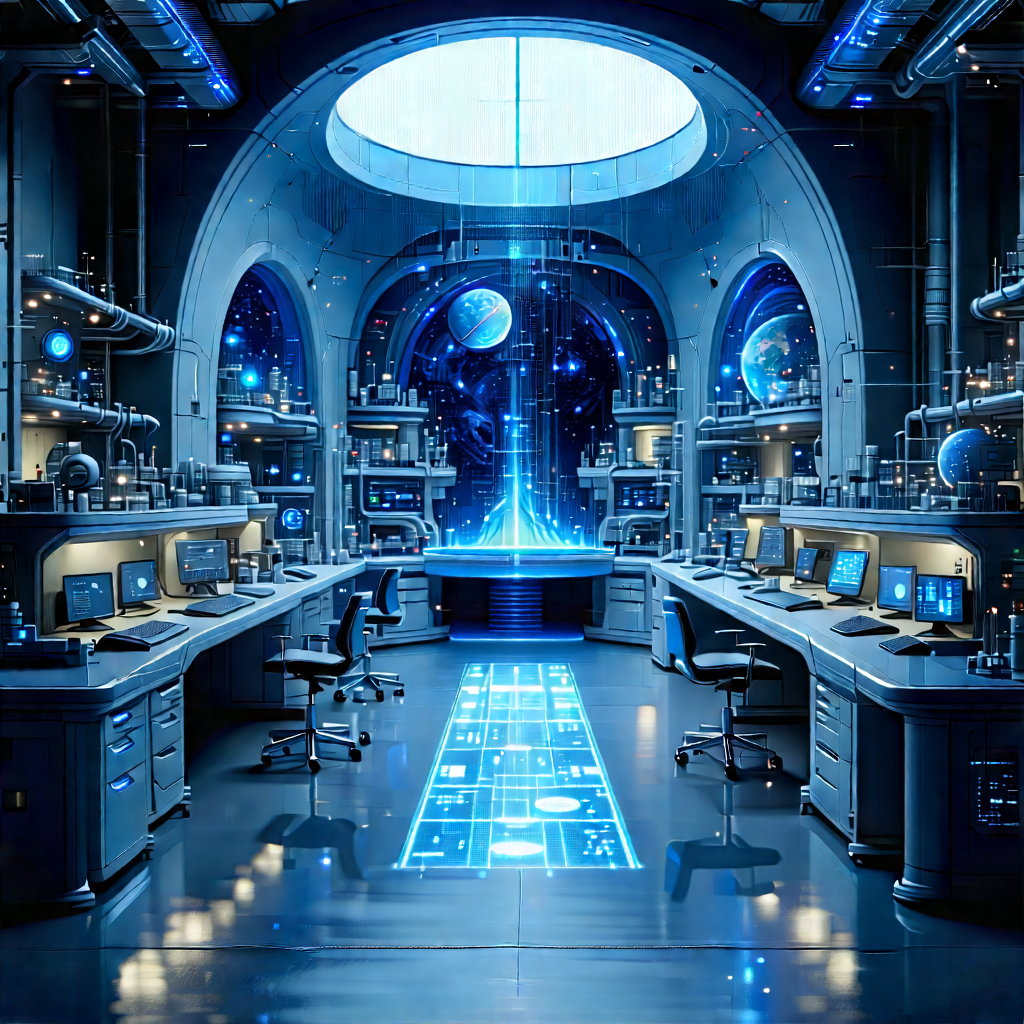 (futuristic:1.48) Research Laboratory With Image, There