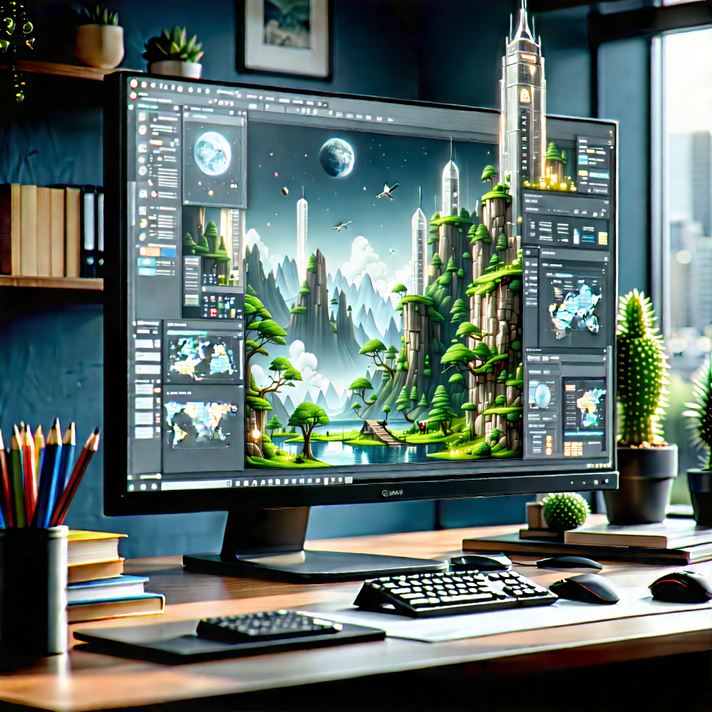 Educational Technology In Tech Office With Large Computer