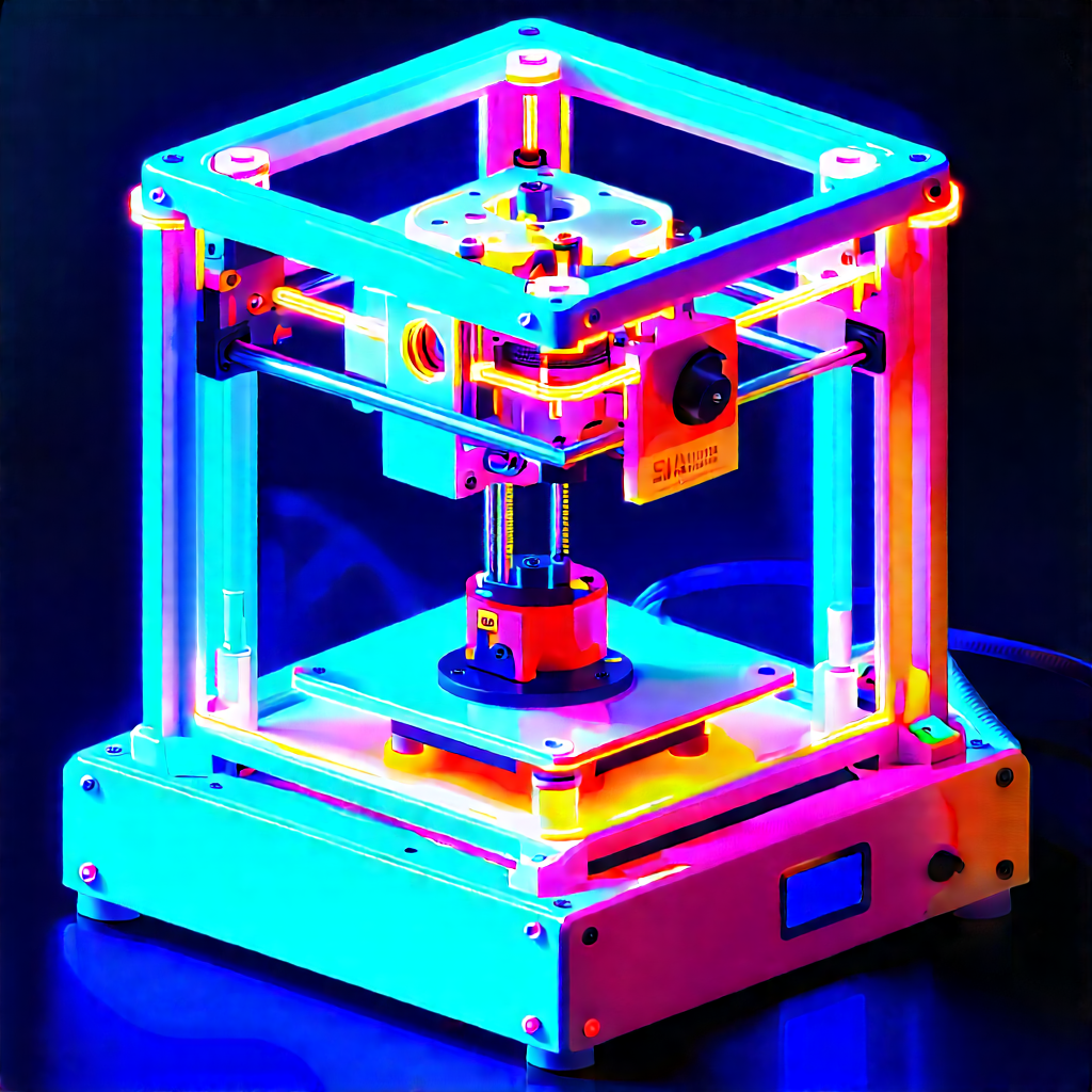 3d printer with neon accents