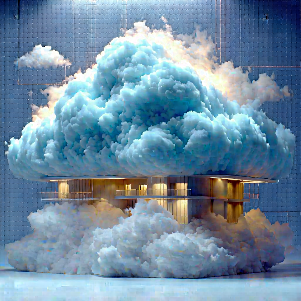 Cloud Computing Visualization With Large, White