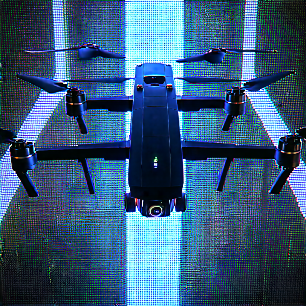 Drone With Glowing Screen With Black Drone