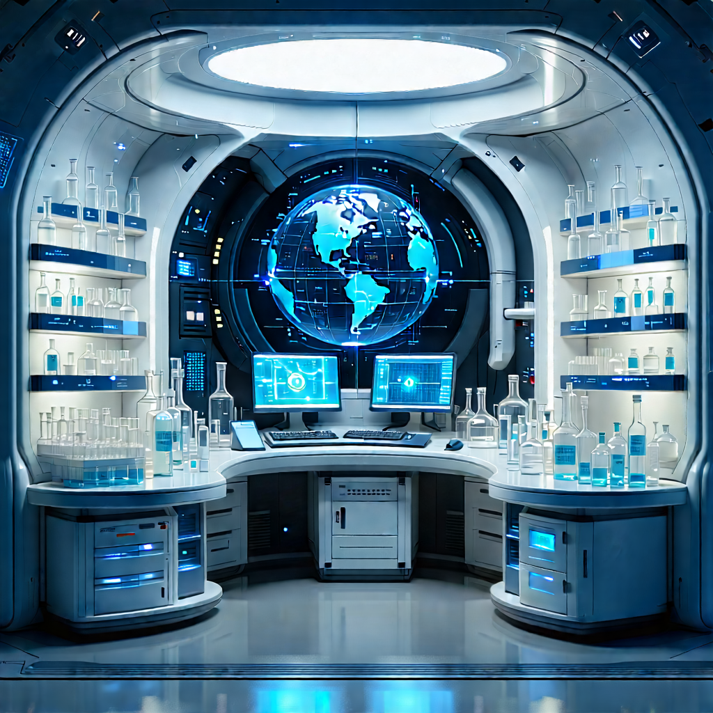 (futuristic:1.37) Research Laboratory With Image, There