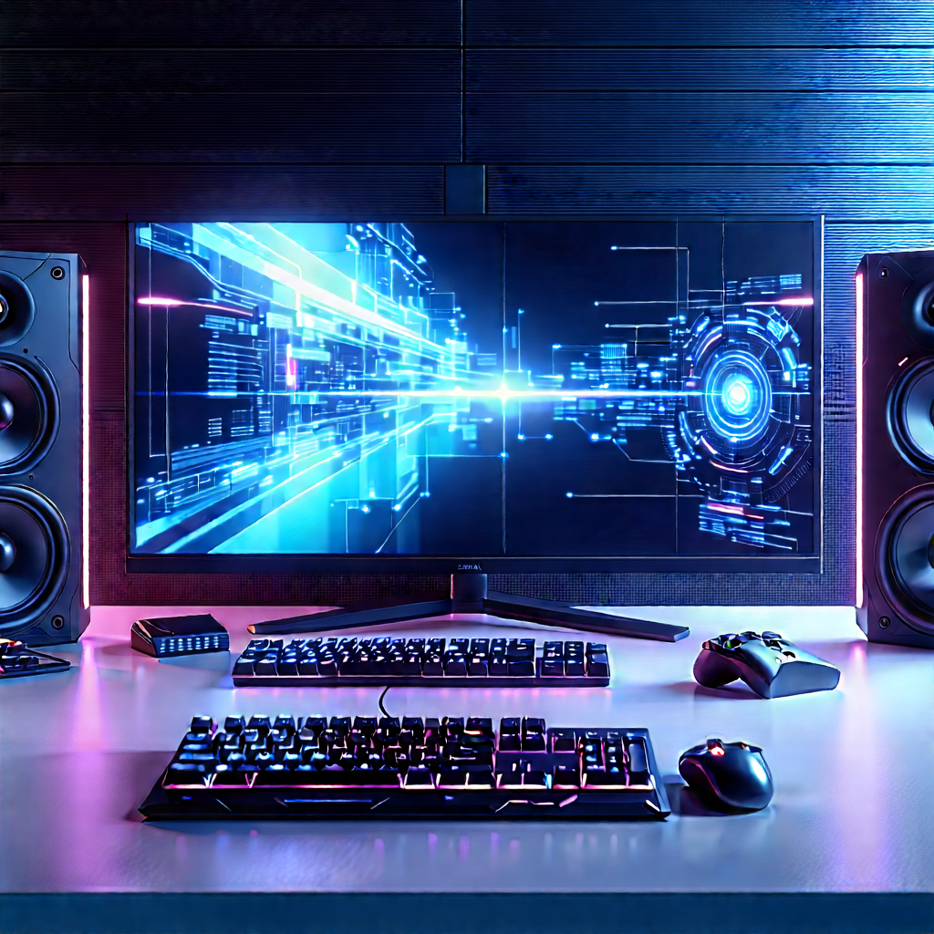 Entertainment Technology In Tech Office With Computer Desk