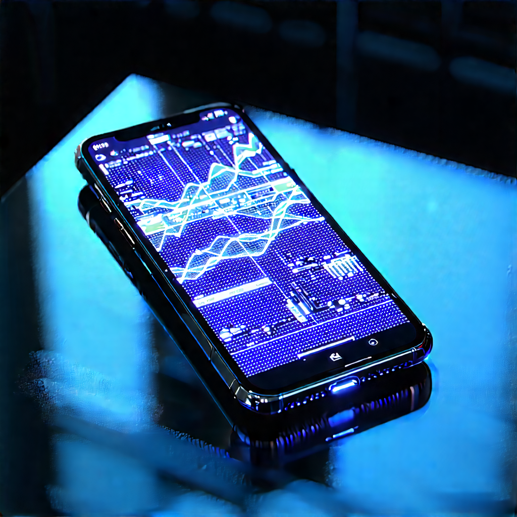 Smartphone With Data Visualization With Black Cell