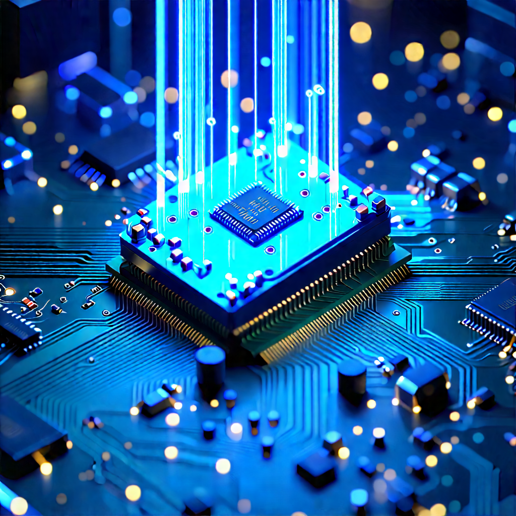 Close-up Of Electronic Circuit With Close-up Computer