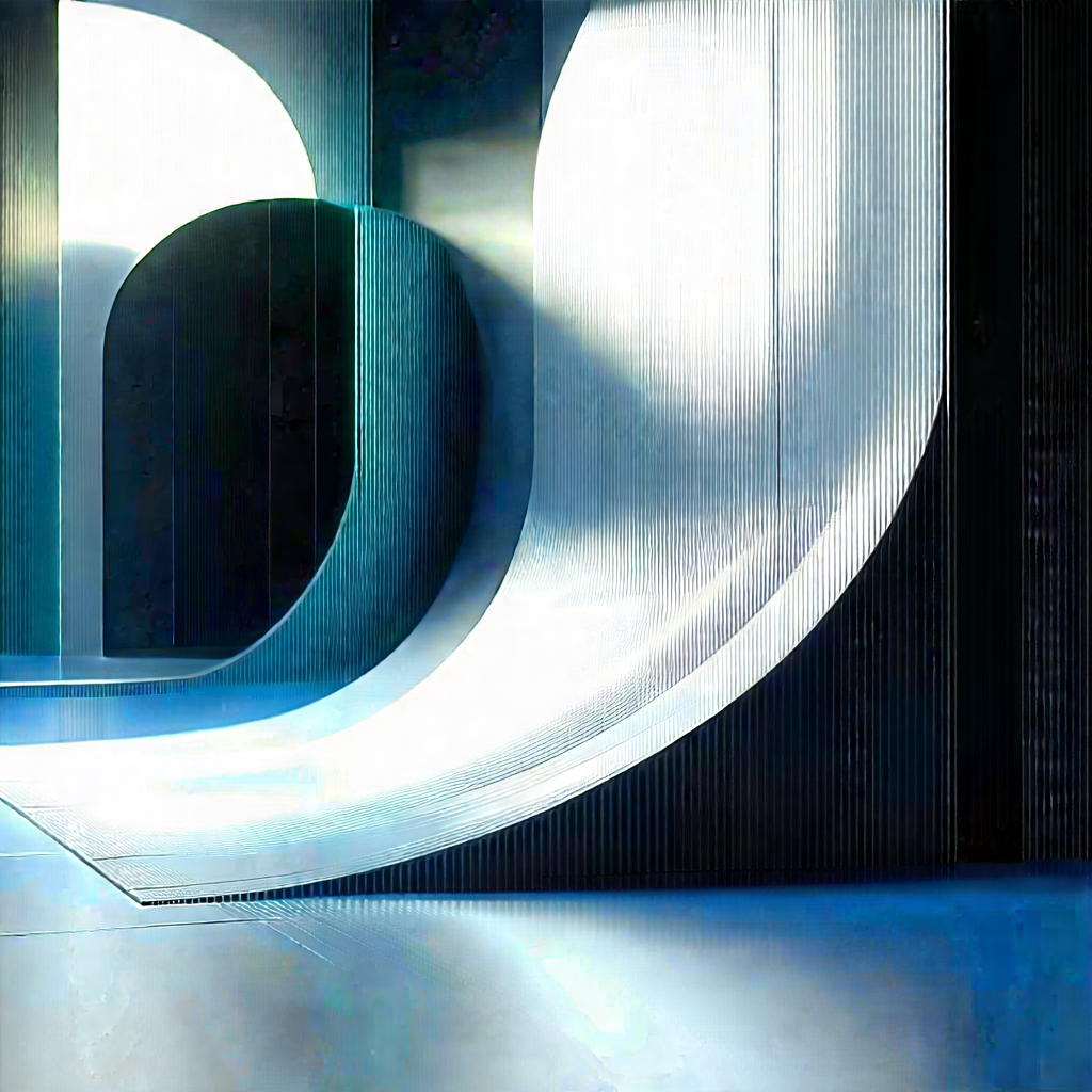 Futuristic Digital Workspace With Large, Curved