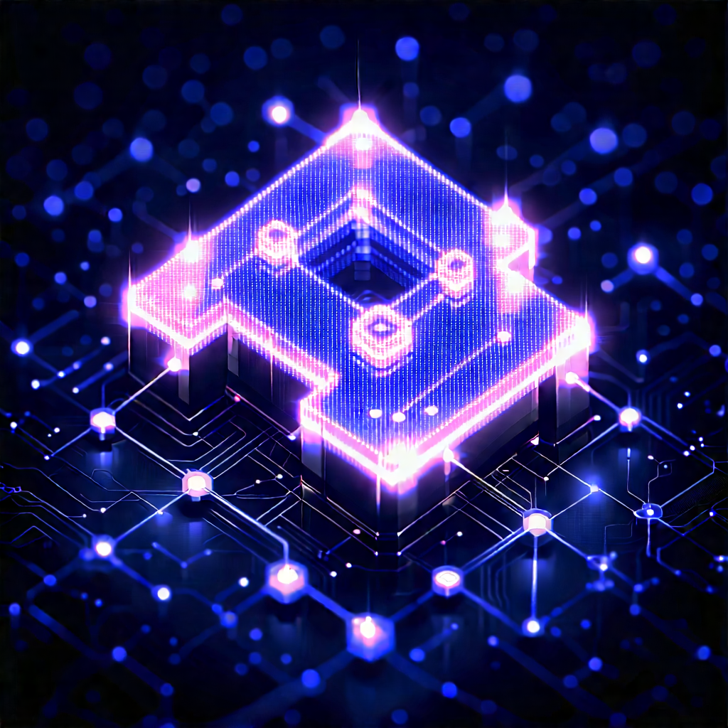 Blockchain Network Visualization With Blue Purple