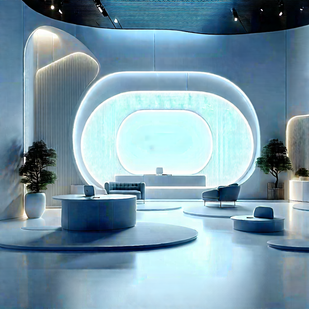 (futuristic:1.23) Tech Startup Office With Large, Open