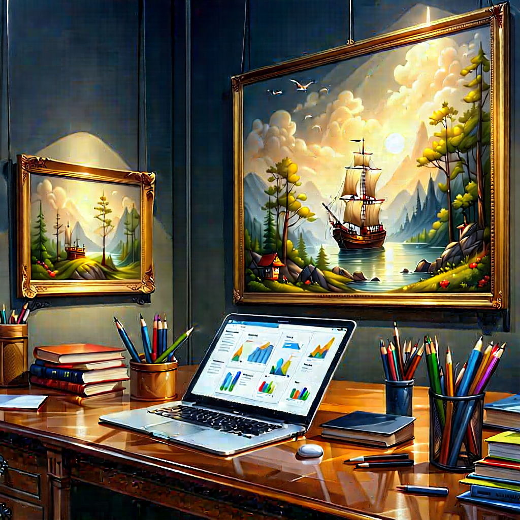 Educational Technology In Design Studio With Desk Laptop