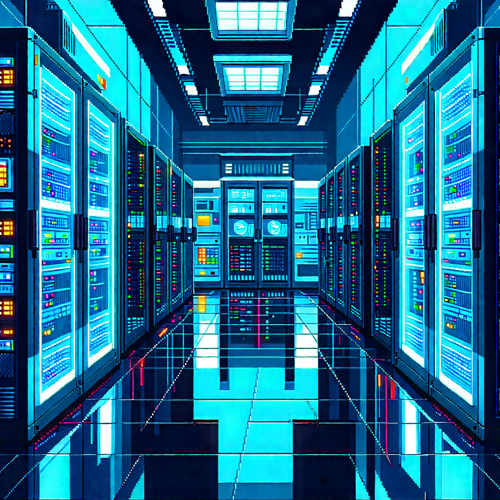 (futuristic:1.34) Server Room With Image, There