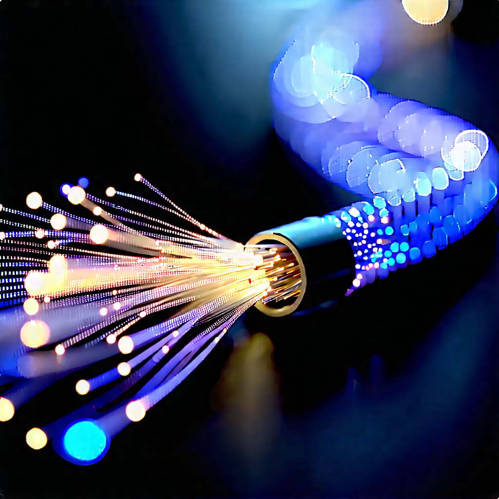 Close-up Of Fiber Optic Cables With Close-up Blue
