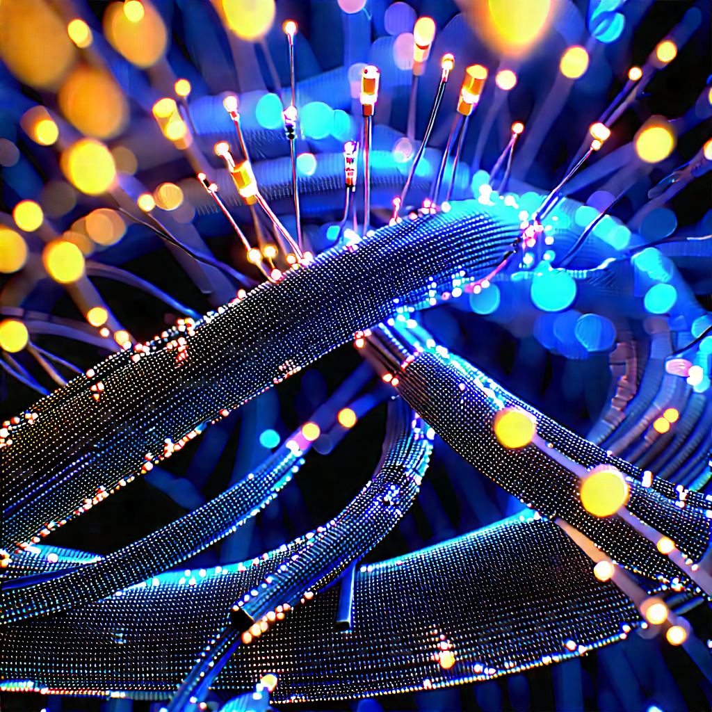 Close-up Of Fiber Optic Cables With Image, There