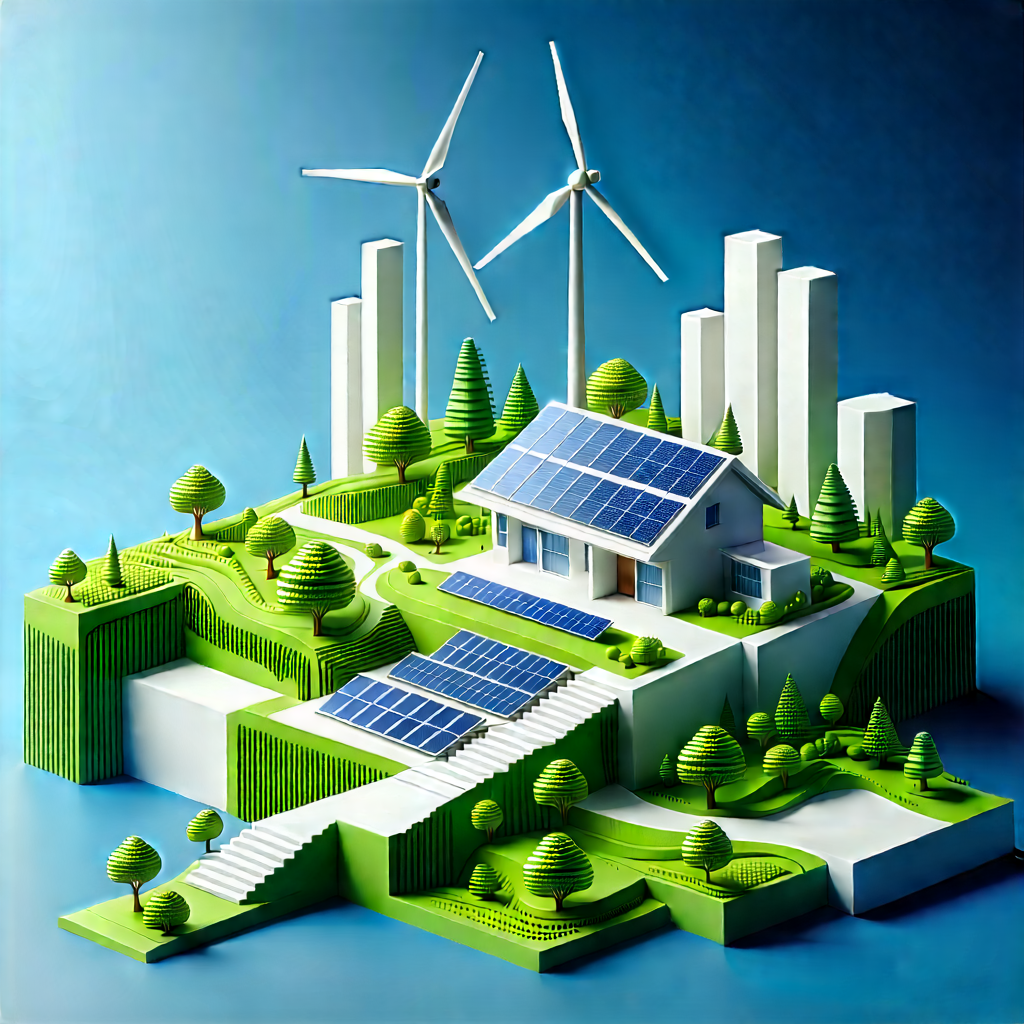 Innovative Renewable Energy (design:1.23) With Model City
