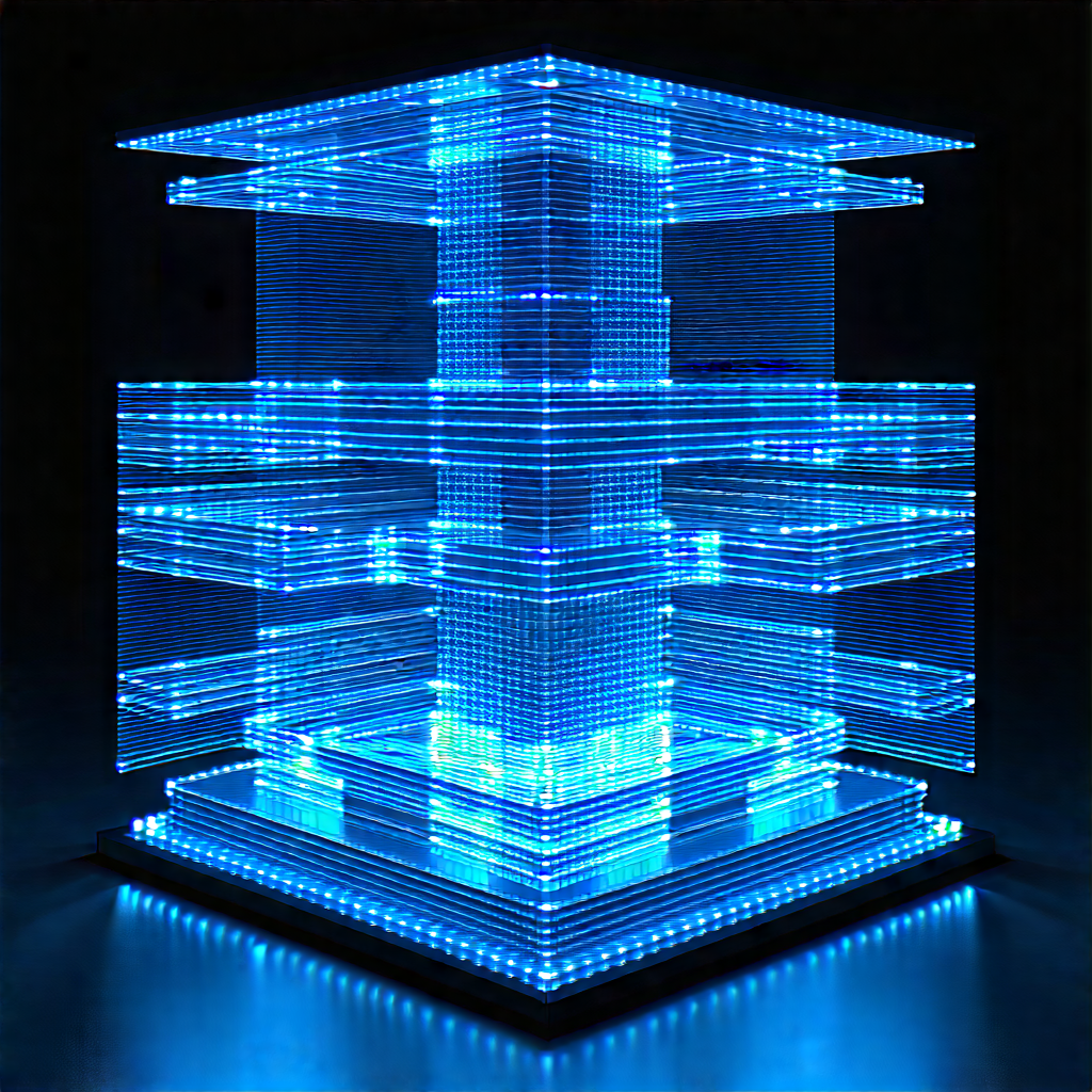 Quantum Computer With Blue Light (glow:1.38) With Large, Blue,
