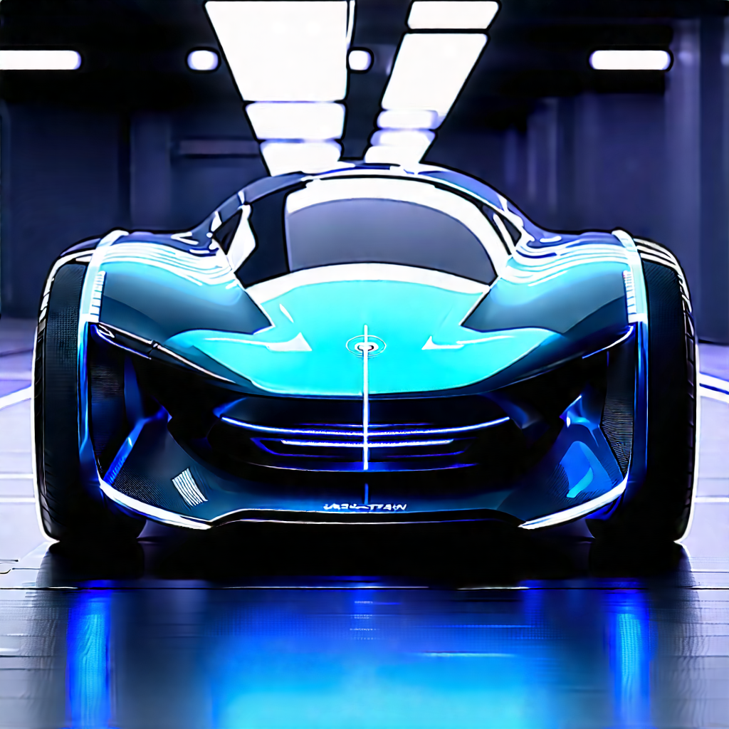 Innovative Electric Vehicle (design:1.31) With Blue Sports