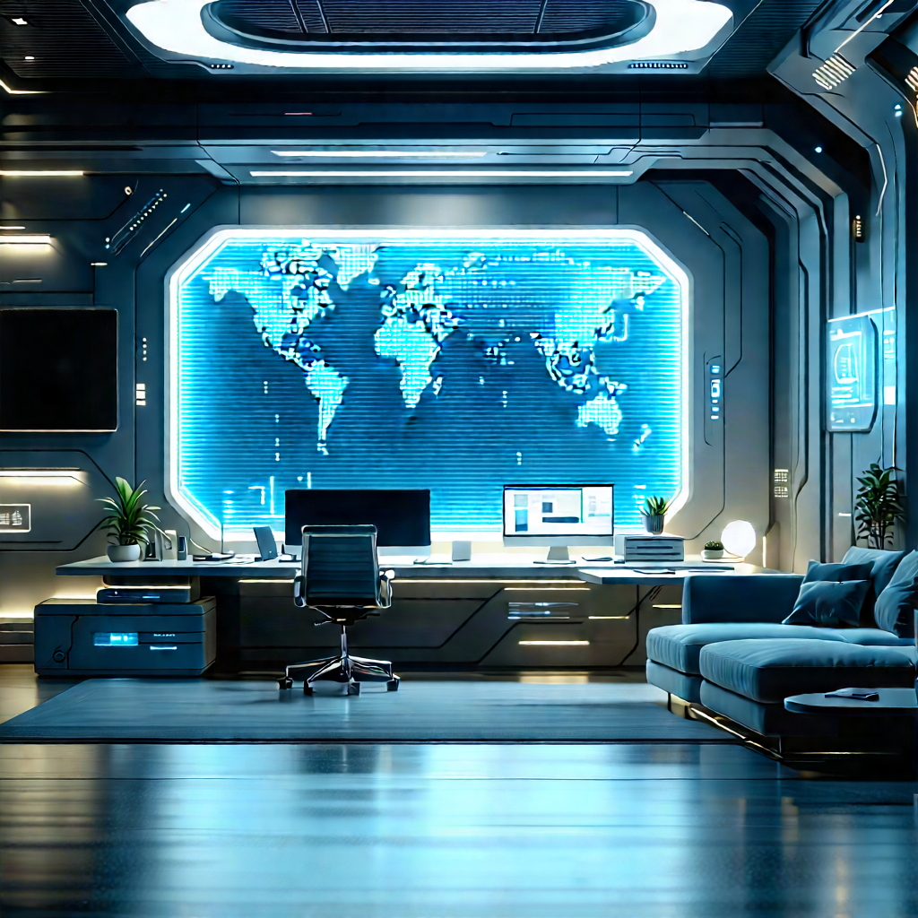 Futuristic Tech Startup Office With Futuristic Room,