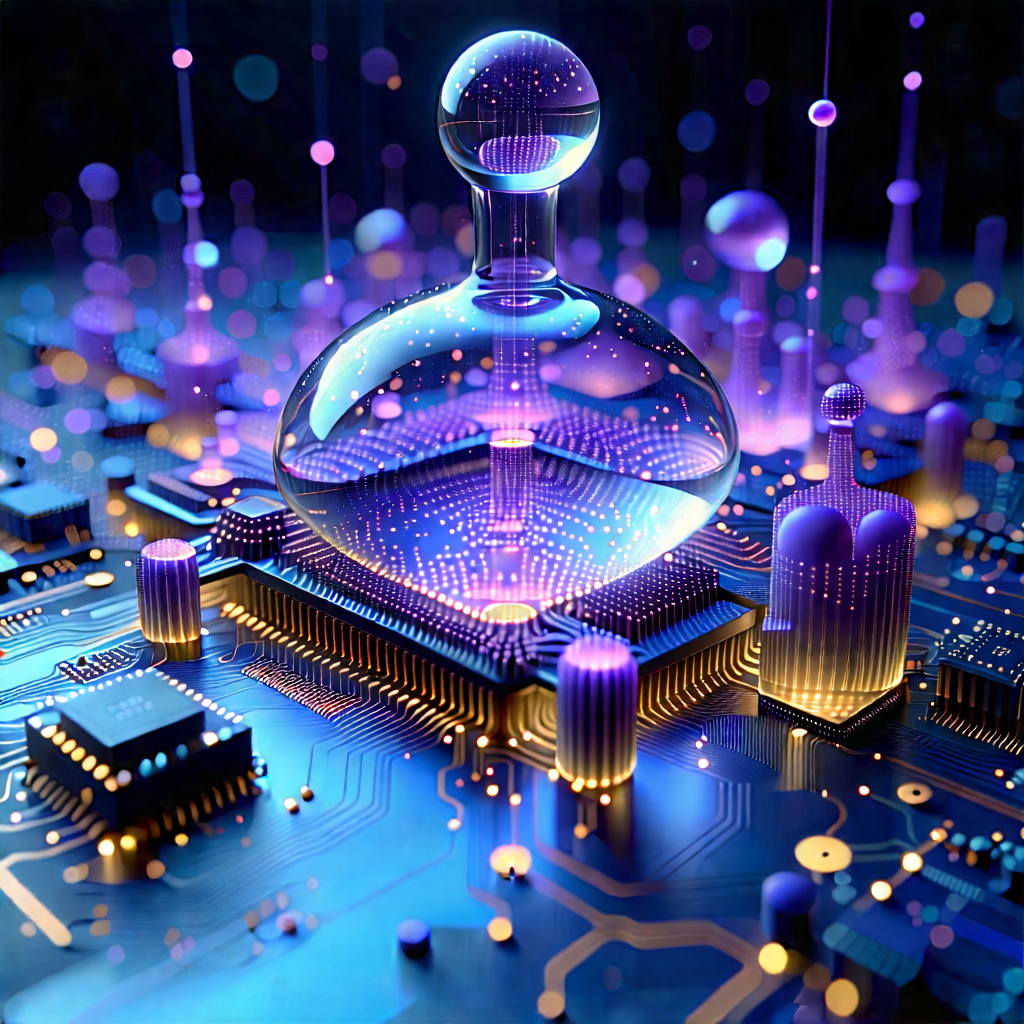Quantum Computer With Holographic Projection With Image, There