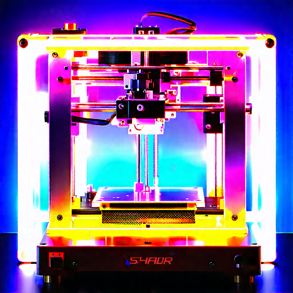 3d printer with neon accents
