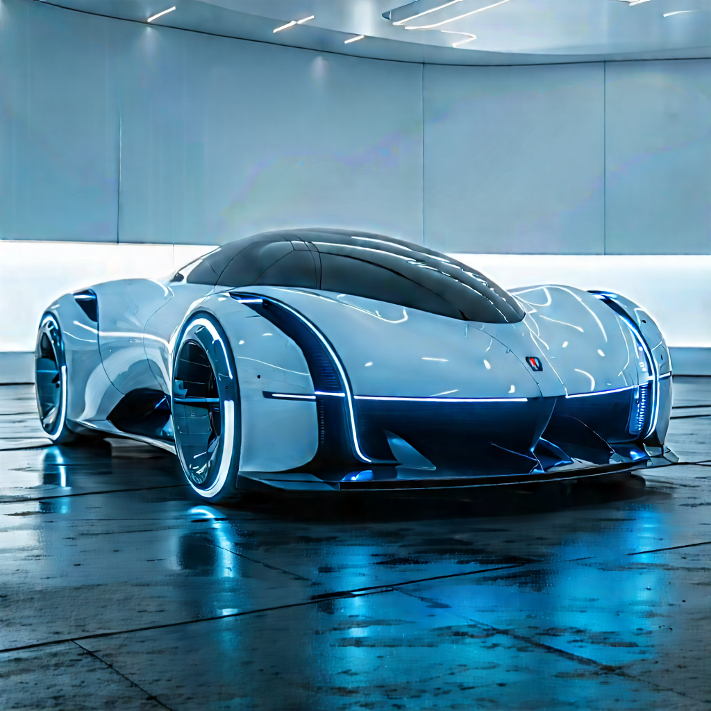 Innovative Electric Vehicle (design:1.2) With Futuristic White