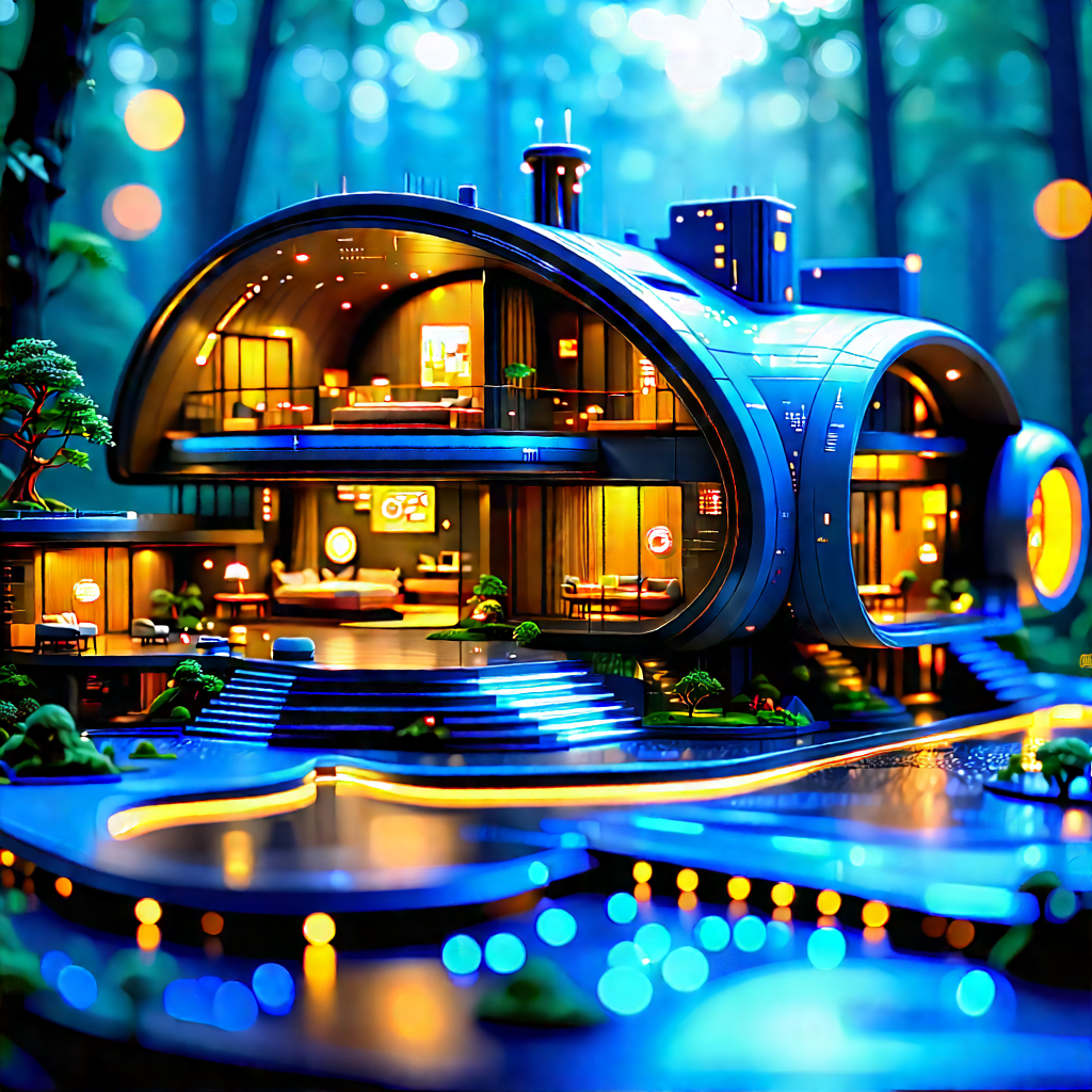 (futuristic:1.11) Smart Home With Image, There