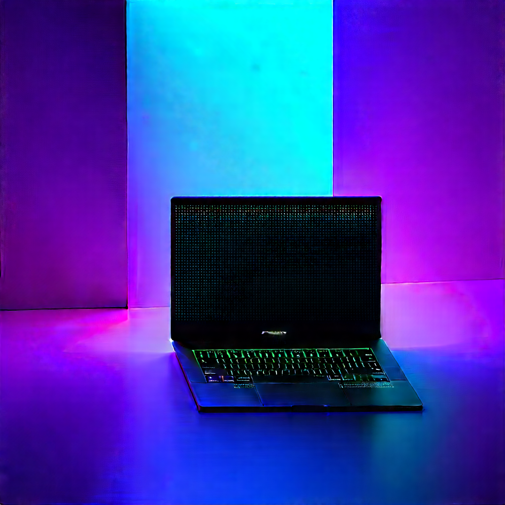 Laptop With Digital Artwork With Black Laptop
