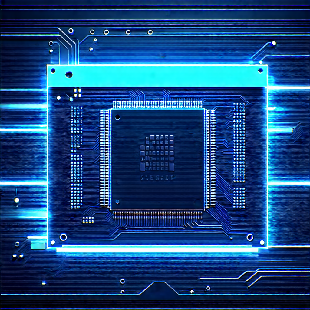 Microchip with blue light glow