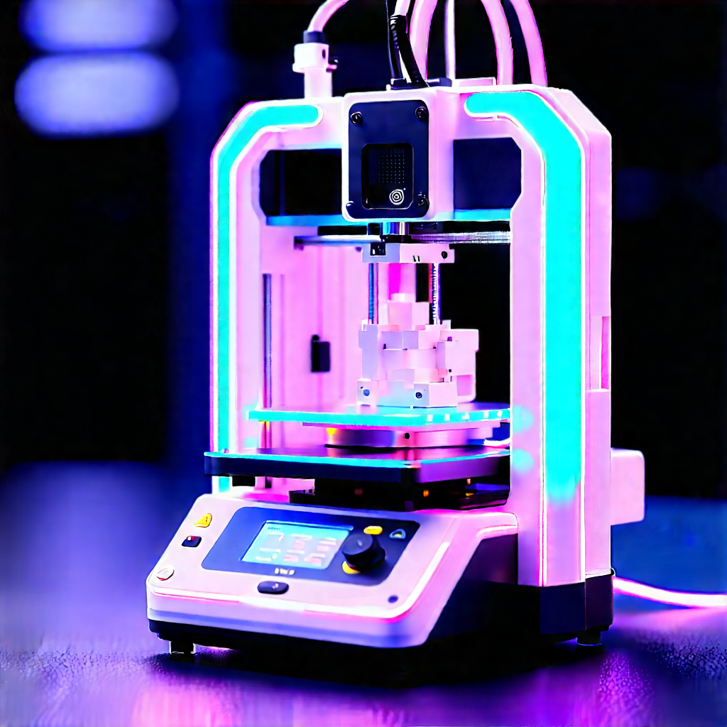3d Printer With Neon Accents With Printer Sitting